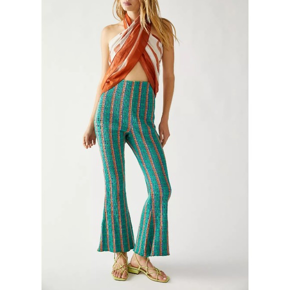 Free People Pants - Free People Fine Line plaid Slim Cropped Pant size L NWT